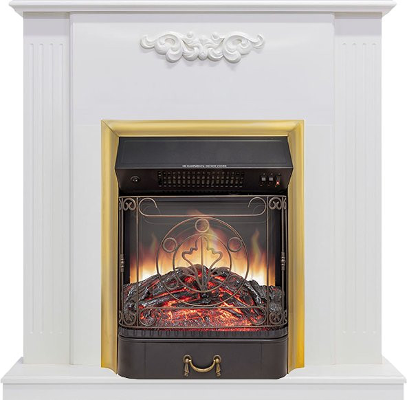Каминокомплект Capri - Белое дерево делюкс с очагом Majestic FX M Brass в Москве