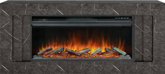 Каминокомплект Line 42 SFT Stone Touch - Серый мрамор с очагом Vision 42 LOG LED в Москве