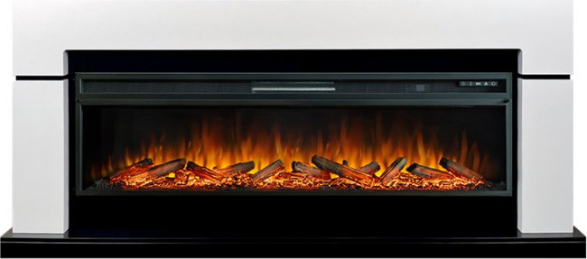 Каминокомплект Lindos 60 - Белый с черным с очагом Vision 60 LOG LED в Москве