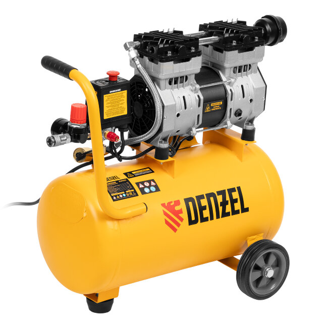 Компрессор DLS950/24 безмаслянный малошумный 950 Вт, 165 л/мин, ресивер 24 л Denzel в Москве