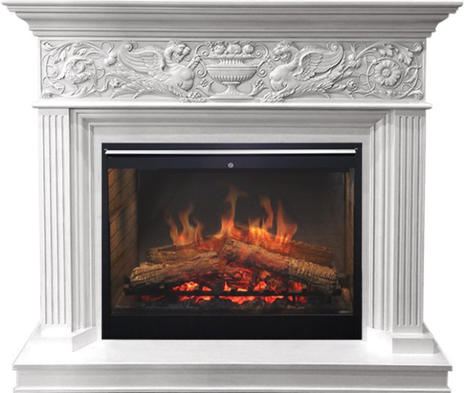 Каминокомплект Palace - Белый с серебром с очагом Symphony 30'' DF3020-INT в Москве