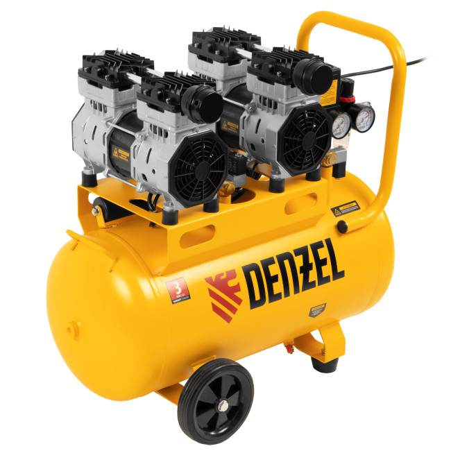 Компрессор безмасляный, малошумный DLS 1500/50, 1500 ВТ, 2x750, 50 л, 260 л/мин Denzel в Москве