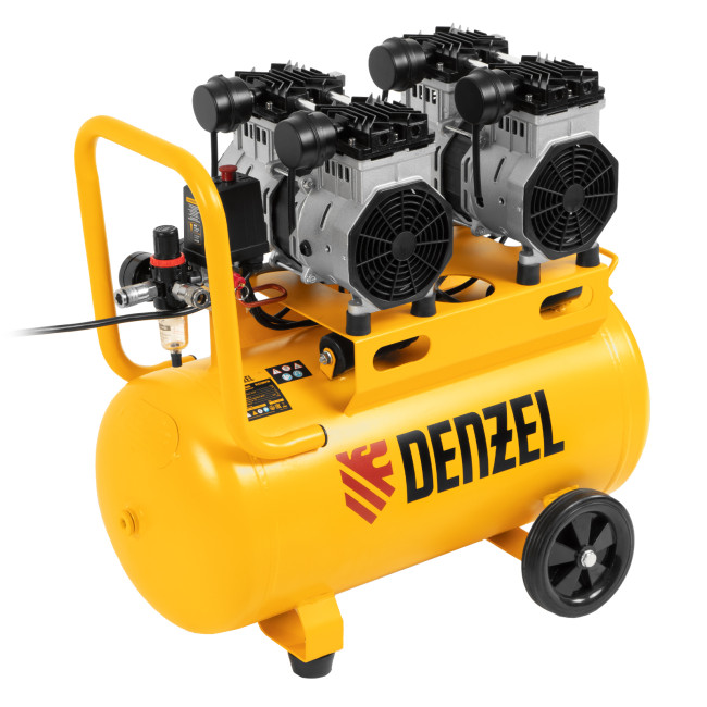 Компрессор безмасляный, малошумный DLS 2200/50, 2200 Вт, 2x1100, 50 л, 380 л/мин Denzel в Москве