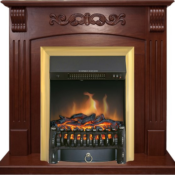 Каминокомплект Sorrento угловой - Орех с очагом Fobos FX Brass в Москве