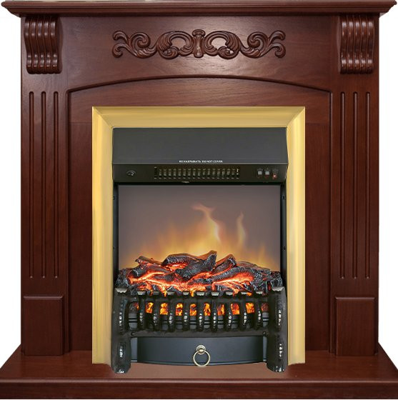 Каминокомплект Sorrento угловой - Орех с очагом Fobos FX M Brass в Москве