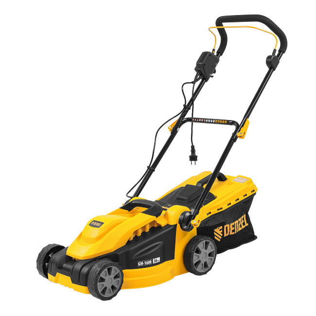 Газонокосилка электрическая GM-1600, 1600 Вт, ширина 36 см, 3 уровя, травосборник 35 л. Denzel в Москве