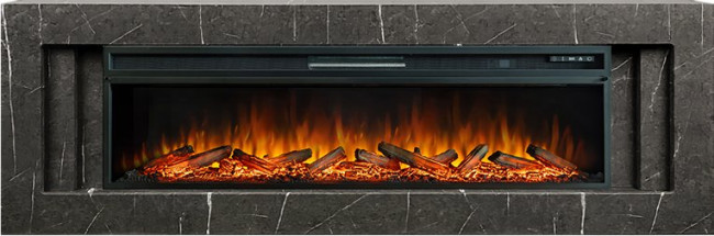 Каминокомплект Line 60 SFT Stone Touch (Разборный) - Серый мрамор с очагом Vision 60 LOG LED в Москве