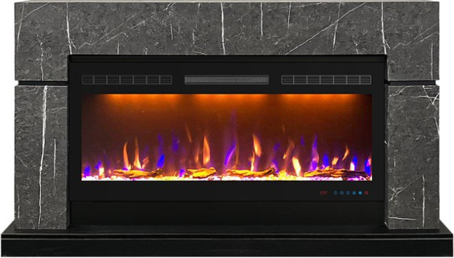 Каминокомплект Lindos 42 SFT - Серый мрамор (Ширина 1470мм) с очагом Crystal 40 RF в Москве