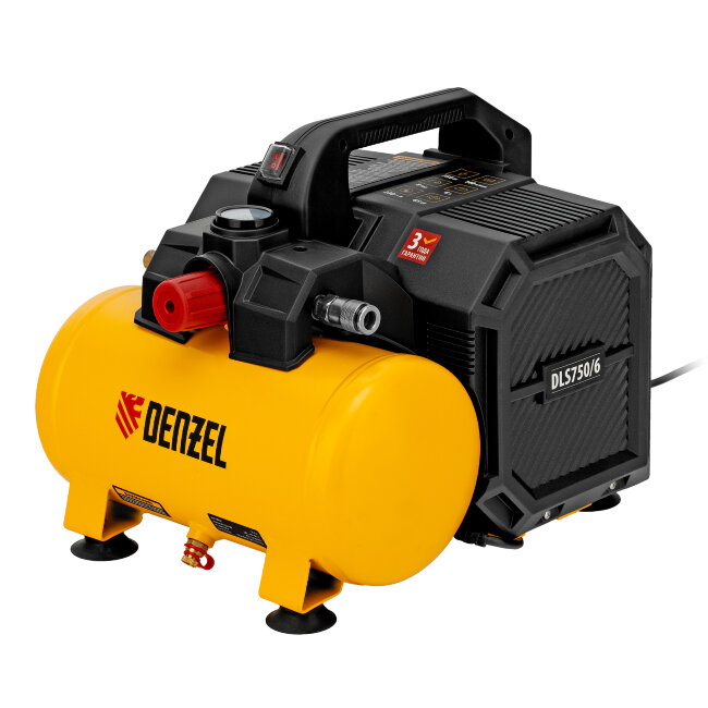 Компрессор  DLS750/6 безмасляный малошумный 750 Вт, 140 л/мин,ресивер 6 л Denzel в Москве
